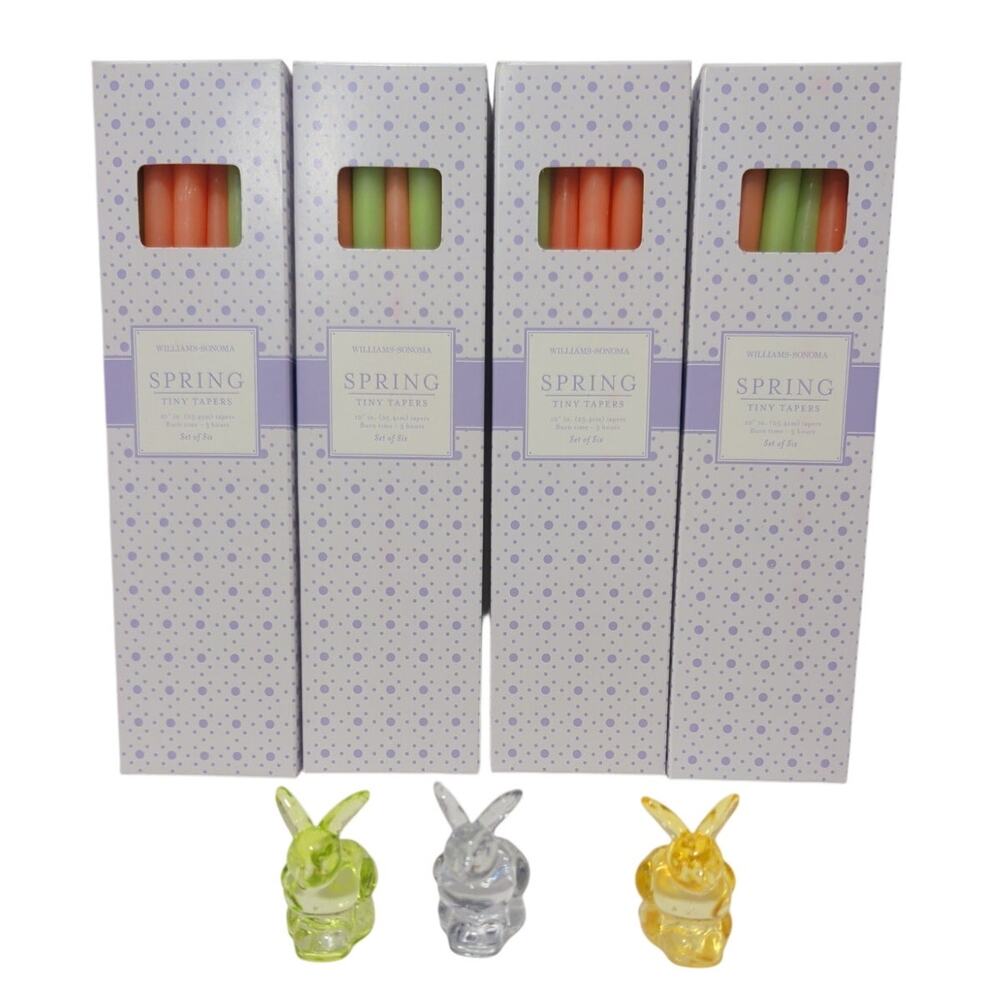 Williams Sonoma Easter Tiny Taper Candles Lot of 4 Boxes Orange Green 10"
